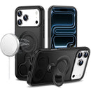 For Apple iPhone 18 Pro Max Car Mount with 2-Ring Stand Hybrid Case - Black