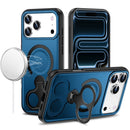 For Apple iPhone 18 Pro Max Car Mount with 2-Ring Stand Hybrid Case - Blue