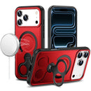 For Apple iPhone 18 Pro Max Car Mount with 2-Ring Stand Hybrid Case - Red