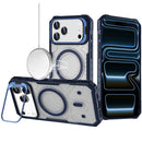 iPhone 17 Pro Max Tough Dotted Design HQ Hybrid with Metallic Camera Stand Magnetic Ring Case - Dark Blue