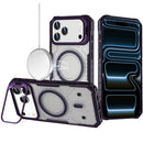 iPhone 17 Pro Max Tough Dotted Design HQ Hybrid with Metallic Camera Stand Magnetic Ring Case - Dark Purple