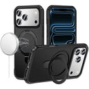 iPhone 17 Pro Max Matte Finish Simplified Magnetic Ring With Stand Hybrid Case - Black