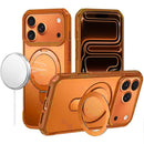 For iPhone 17 Pro Max Matte Finish Simplified Magnetic Ring With Stand Hybrid Case - Cosmic Orange