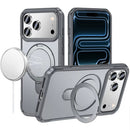 iPhone 17 Pro Max Matte Finish Simplified Magnetic Ring With Stand Hybrid Case - Gray