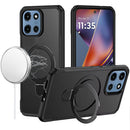 For Moto G 5G 2025/2026 / G PLAY 2026 Matte Finish Simplified Magnetic Ring With Stand Hybrid Case - Black