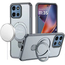 For Moto G 5G 2025/2026 / G PLAY 2026 Matte Finish Simplified Magnetic Ring With Stand Hybrid Case - Gray