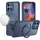 For Moto G 5G 2025/2026 / G PLAY 2026 Matte Finish Simplified Magnetic Ring With Stand Hybrid Case - Navy Blue