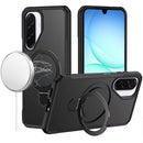 For Samsung A17 5G Matte Finish Simplified Magnetic Ring With Stand Hybrid Case - Black