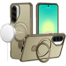 For Samsung Galaxy A27 Matte Finish Simplified Magnetic Ring With Stand Hybrid Case - Khaki