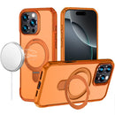 iPhone 16 Pro Max 6.9 inch Matte Finish Simplified Magnetic Ring With Stand Hybrid Case - Cosmic Orange