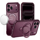 For Apple iPhone 18 Pro Max Matte Finish Simplified Magnetic Ring With Stand Hybrid Case - Dark Cherry