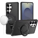 Samsung s26 Ultra Matte Finish Simplified Magnetic Ring With Stand Hybrid Case - Black