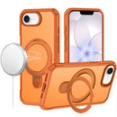 For iPhone 16E (E edition) / SE4 (2025) Matte Finish Simplified Magnetic Ring With Stand Hybrid Case - Cosmic Orange
