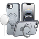 For iPhone 17E / 16E / SE4 Matte Finish Simplified Magnetic Ring With Stand Hybrid Case - Gray
