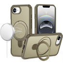 For iPhone 17E / 16E / SE4 Matte Finish Simplified Magnetic Ring With Stand Hybrid Case - Khaki