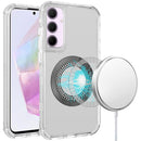 Samsung Galaxy A36 Magnetic Ring Circle Bling Chrome 3in1 Hybrid Case - Clear