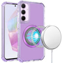 Samsung Galaxy A36 Magnetic Ring Circle Bling Chrome 3in1 Hybrid Case - Purple