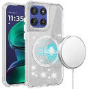 Moto G Stylus 5G 2025 Magnetic Ring Glitter 3in1 Hybrid Case Cover - Clear