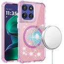 Moto G Stylus 5G 2025 Magnetic Ring Glitter 3in1 Hybrid Case Cover - Pink