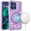 Moto G Stylus 5G 2025 Magnetic Ring Glitter 3in1 Hybrid Case Cover - Purple