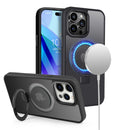 iPhone 14 Plus 6.7" Metal Chrome Kickstand [Magnetic Circle] Shockproof Matching Camera Hybrid - Black
