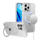 iPhone 15 Pro Metal Chrome Kickstand [Magnetic Circle] Shockproof Matching Camera Hybrid - Clear