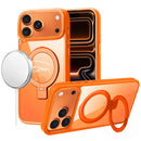 For iPhone 17 Pro Max Metal Chrome Kickstand [Magnetic Circle] Shockproof Matching Camera Hybrid - Cosmic Orange