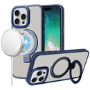 iPhone 16 Pro Max 6.9 inch Metal Chrome Kickstand [Magnetic Circle] Shockproof Matching Camera Hybrid - Navy Blue