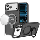 For Apple iPhone 18 Pro Max Metal Chrome Kickstand [Magnetic Circle] Shockproof Matching Camera Hybrid - Black