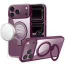 For Apple iPhone 18 Pro Max Metal Chrome Kickstand [Magnetic Circle] Shockproof Matching Camera Hybrid - Dark Cherry