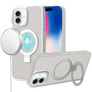iPhone 16 6.1 inch Metal Chrome Kickstand [Magnetic Circle] Shockproof Matching Camera Hybrid - Clear