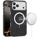 iPhone 17 Pro Max Fashion Chrome Edged Camera [Magnetic Circle] PU Leather Hybrid - Black
