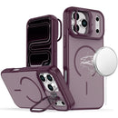 For Apple iPhone 18 Pro Max Premium Matte Magnetic Metal Camera Stand Hybrid Case - Dark Cherry