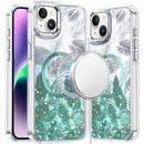 iPhone 13 6.1 Epoxy Glitter Shimmer [Magnetic Circle] Hybrid Case - Light Green