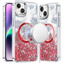 iPhone 13 6.1 Epoxy Glitter Shimmer [Magnetic Circle] Hybrid Case - Red