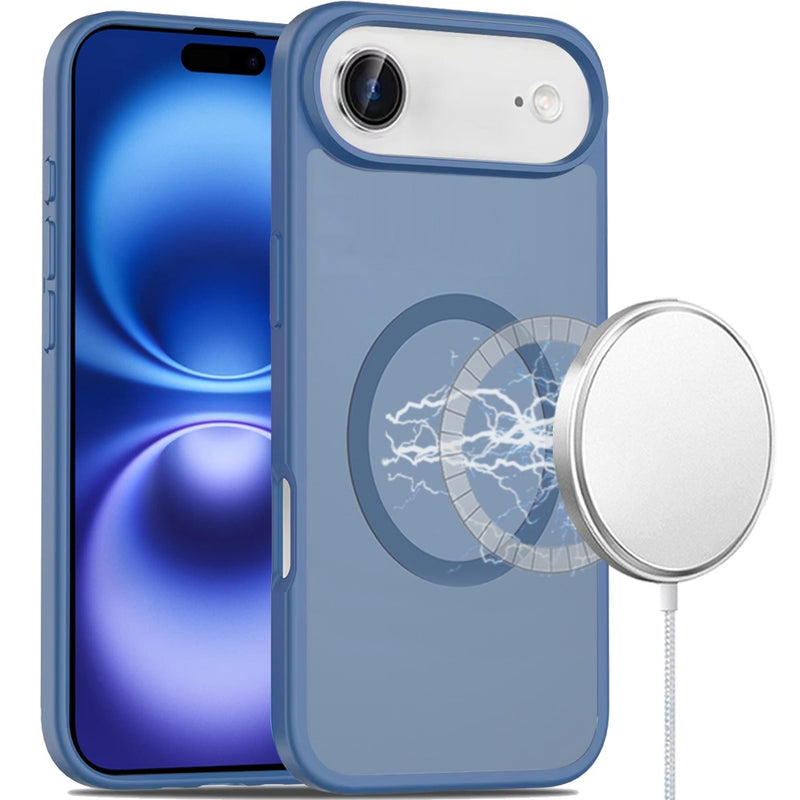 iPhone 17 Air [Magnetic Circle] Smooth Safe Matte Feel Hybrid Case - Navy Blue