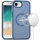 For iPhone 17E / 16E / SE4 [Magnetic Circle] Smooth Safe Matte Feel Hybrid Case - Navy Blue