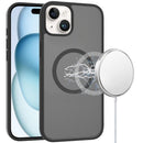 For iPhone 15 [Magnetic Circle] Smooth Safe Matte Feel Hybrid Case - Black
