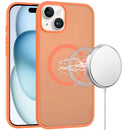 For iPhone 15 [Magnetic Circle] Smooth Safe Matte Feel Hybrid Case - Cosmic Orange