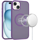 For iPhone 15 [Magnetic Circle] Smooth Safe Matte Feel Hybrid Case - Dark Purple