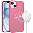 For iPhone 15 [Magnetic Circle] Smooth Safe Matte Feel Hybrid Case - Hot Pink