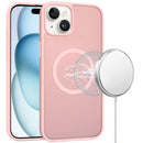 For iPhone 15 [Magnetic Circle] Smooth Safe Matte Feel Hybrid Case - Light Pink