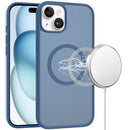 iPhone 15 [Magnetic Circle] Smooth Safe Matte Feel Hybrid Case - Navy Blue