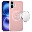 For iPhone 17 [Magnetic Circle] Smooth Safe Matte Feel Hybrid Case - Light Pink