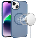 For iPhone 13/14 [Magnetic Circle] Smooth Safe Matte Feel Hybrid Case - Navy Blue