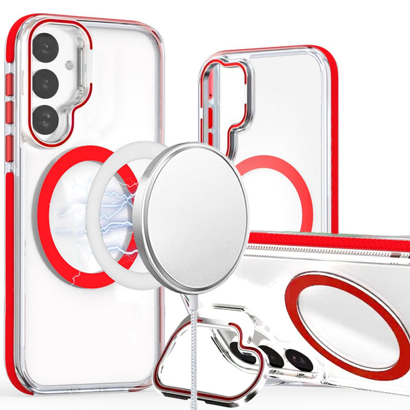 Samsung S24 FE MagSonic Camera Bracket Stand Magnetic Ring Circle Hybrid - Red