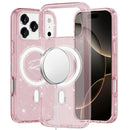 For iPhone 17 Pro Max Glitter Ultra [Magnetic Circle] Thick 3mm Transparent Hybrid - Pink