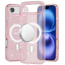 iPhone 17 Air Glitter Ultra [Magnetic Circle] Thick 3mm Transparent Hybrid - Pink