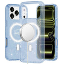 For Apple iPhone 18 Pro Max Glitter Ultra [Magnetic Circle] Thick 3mm Transparent Hybrid - Light Blue