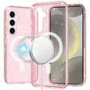 Samsung s25 Plus/s24 Plus 5G Glitter Ultra [Magnetic Circle] Thick 3mm Transparent Hybrid - Pink